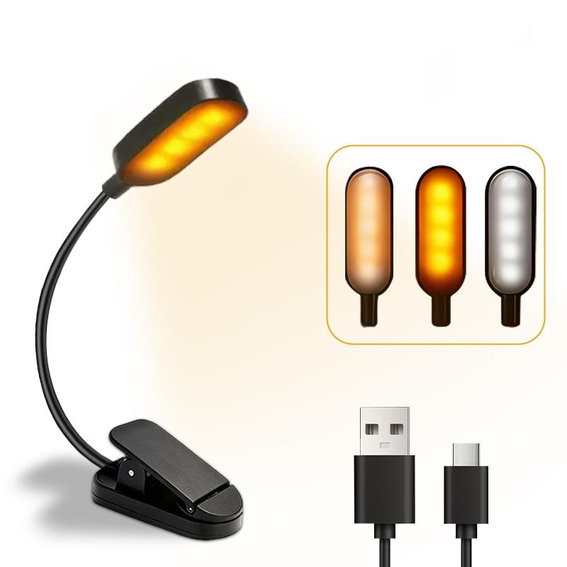 LED Desk Lamp Clip On USB Rechargeable Mini Reading Light for Students Study