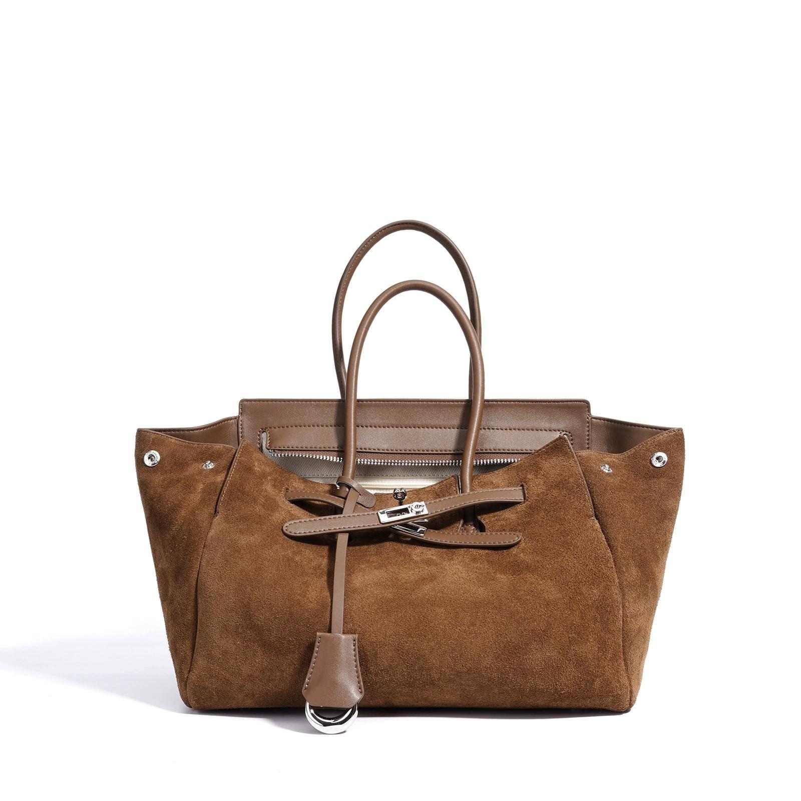 2026 Popular Women Genuine Leather Tote Bag Niche Design Large Capacity Versatile Commuter Handbag Top Handle Single Shoulder Crossbody Bag