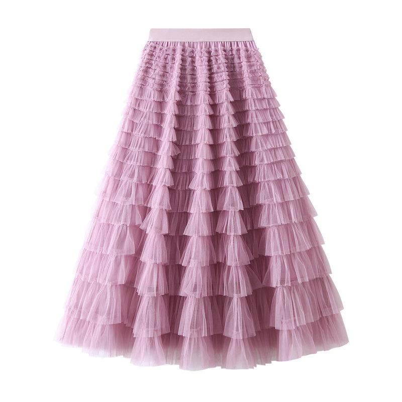 Falda halter de malla para mujer, falda larga plisada de sari de hadas, primavera y otoño