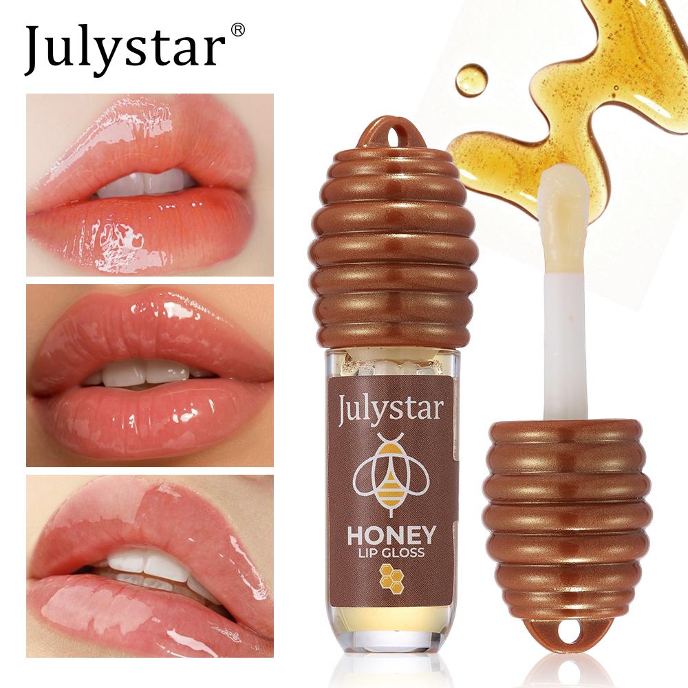 Julystar Honey Lip Gloss Moisturizing Hydrating Lip Oil Clear Glossy Lip Balm Natural Shine Juicy Lips Makeup for Women Girls