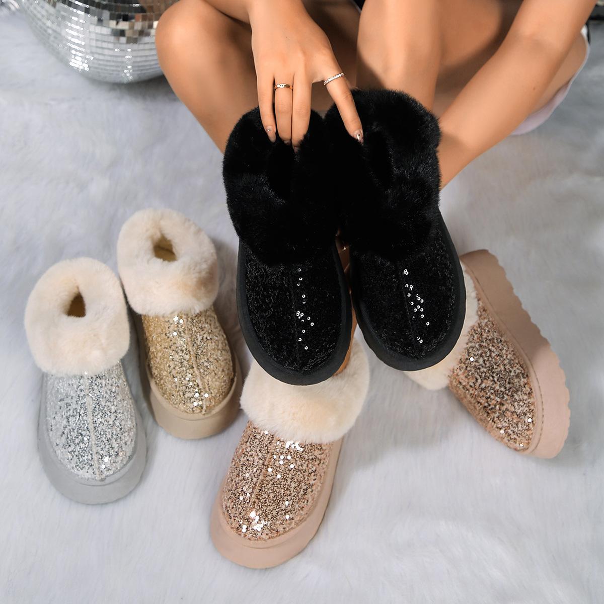 Male and Female Comfortable Memory Foam Snow Boots - Warm Non-slip Thick Sole Short Boots for Winter Shoes