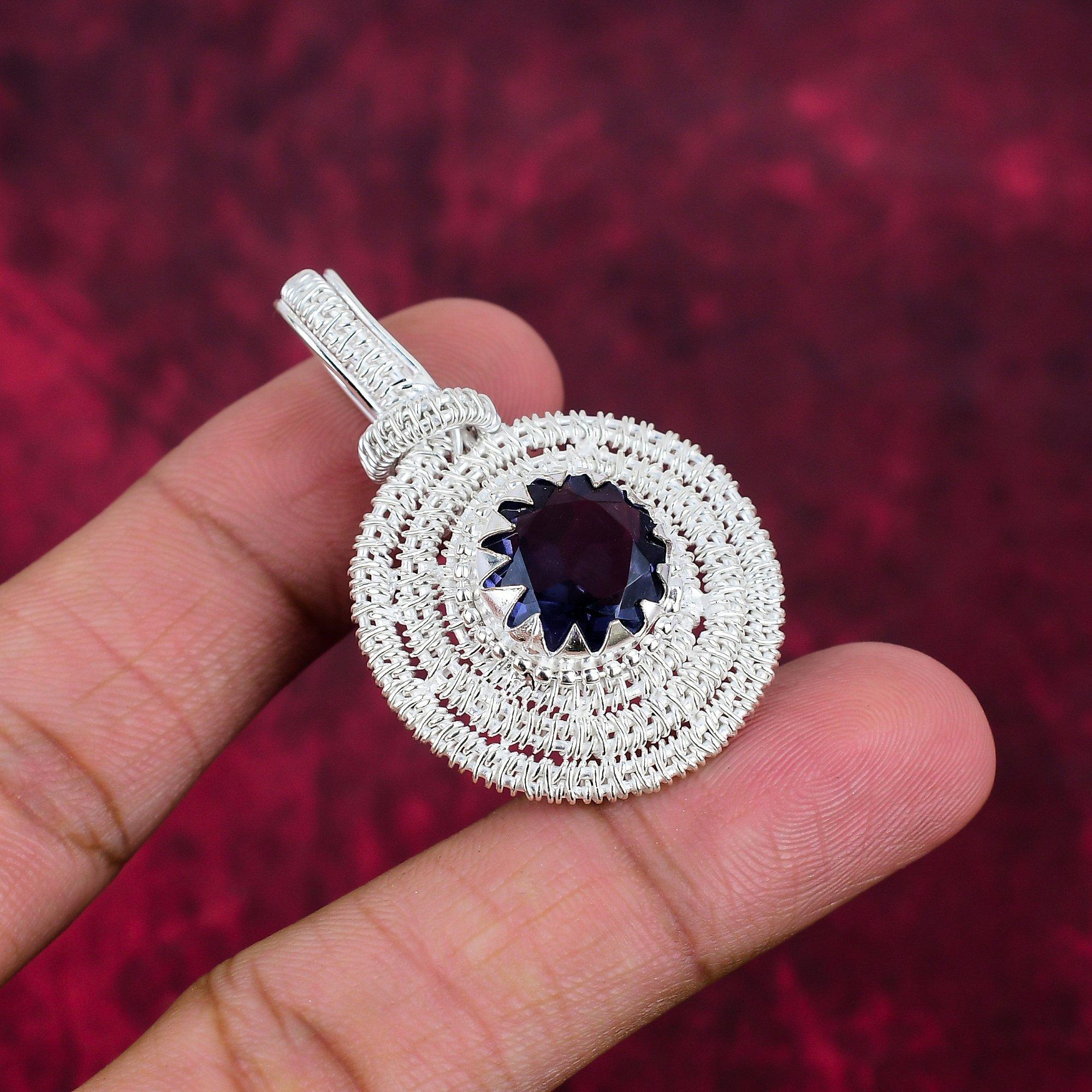Amethyst Pendant Gemstone Jewelry, Wire Wrap Pendant, Gift For Women Handmade Pendant