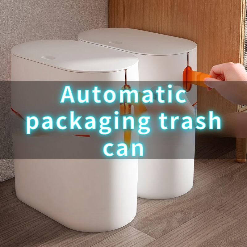 Trash Can Household Bathroom Living Room Creative High-End Simple Covered Automatic Packaging Garbage Bucket 10/15L Storage Bin