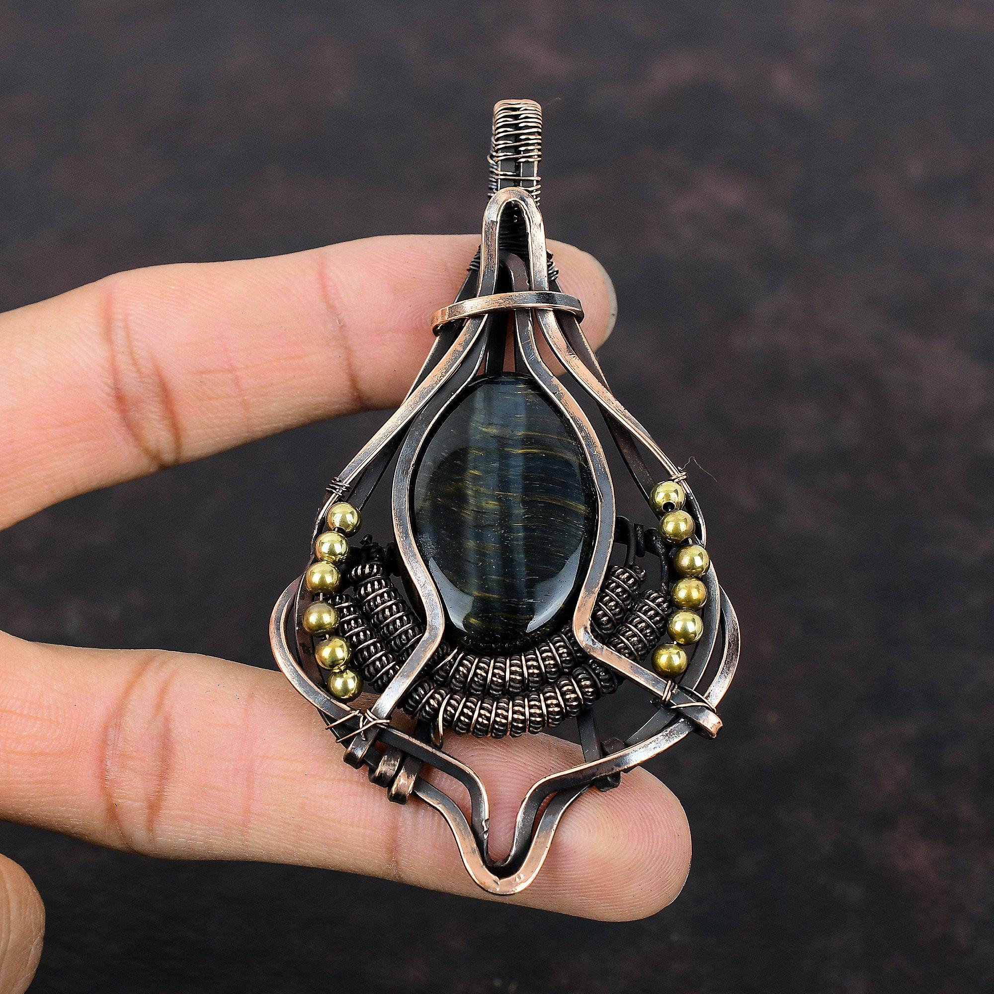 Nellite Pendant Copper Wire Wrapped Pendant Natural Gemstone Pendant Copper Jewelry Handmade Pendant Gift For Her Wire Wrap Nellite Jewelry