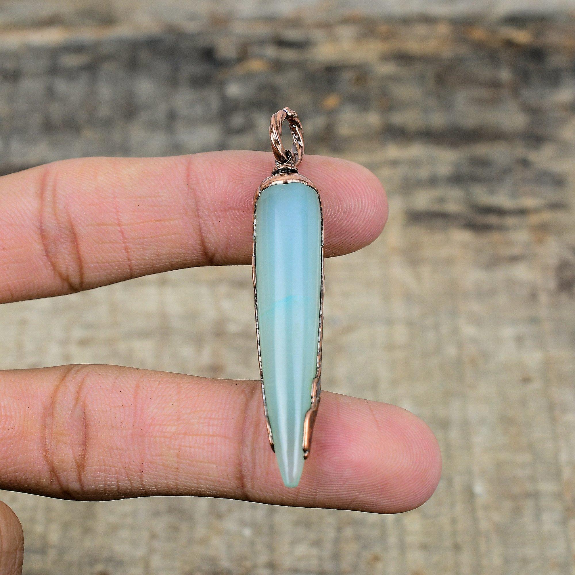 Pandantiv Acvamarin Pandantiv Cupru Electroformat Bijuterii Handmade Pandantiv Piatră Prețioasă Naturală Bijuterii Electroformate Cadou Pentru Mamă Bijuterii din Cupru
