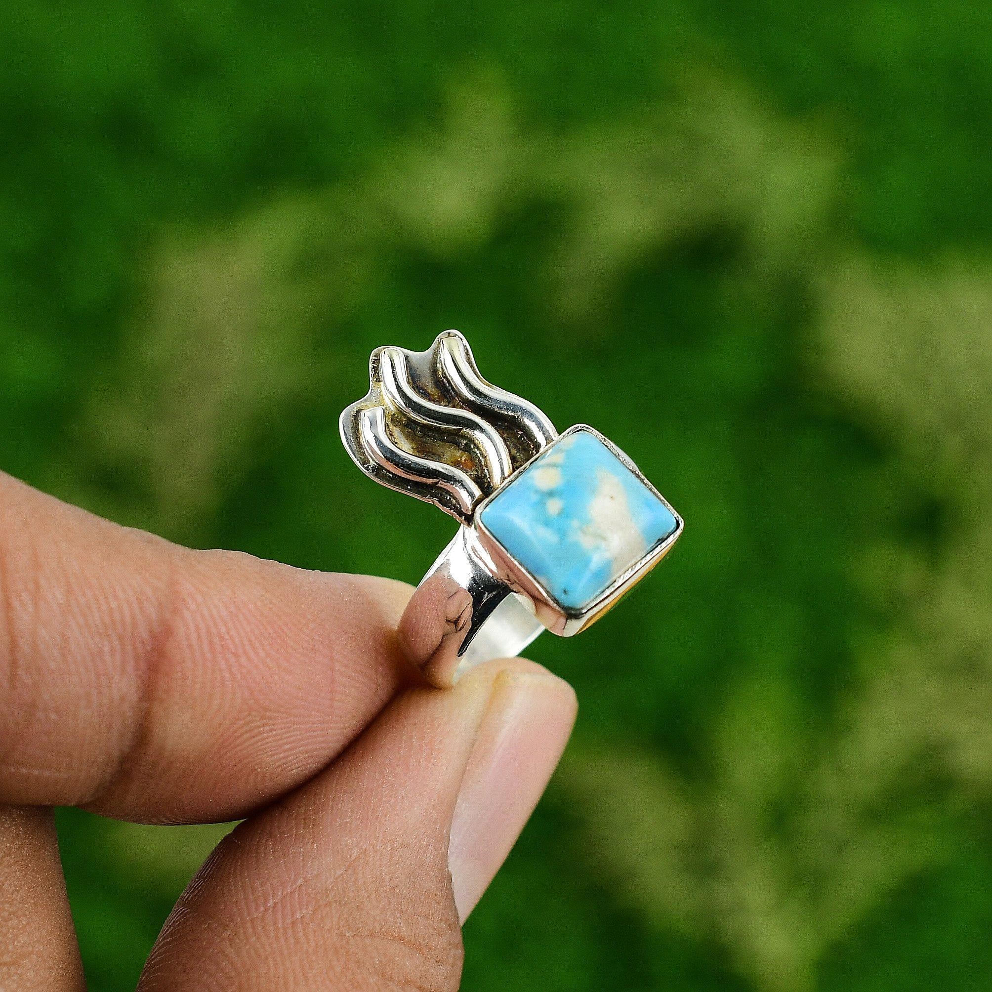 Gift For Her Natural Sleeping Beauty Turquoise Statement Ring Size 7 925 Silver