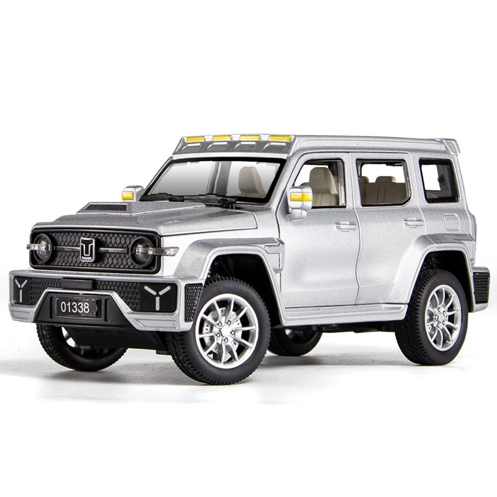 1/24 Scale Jeeps Wrangler Tank 300 Diecast Car Model Toy, Pull Back Toy Vehicle with Sound and Light for Kids Toddler Boys Girls Gift Collection