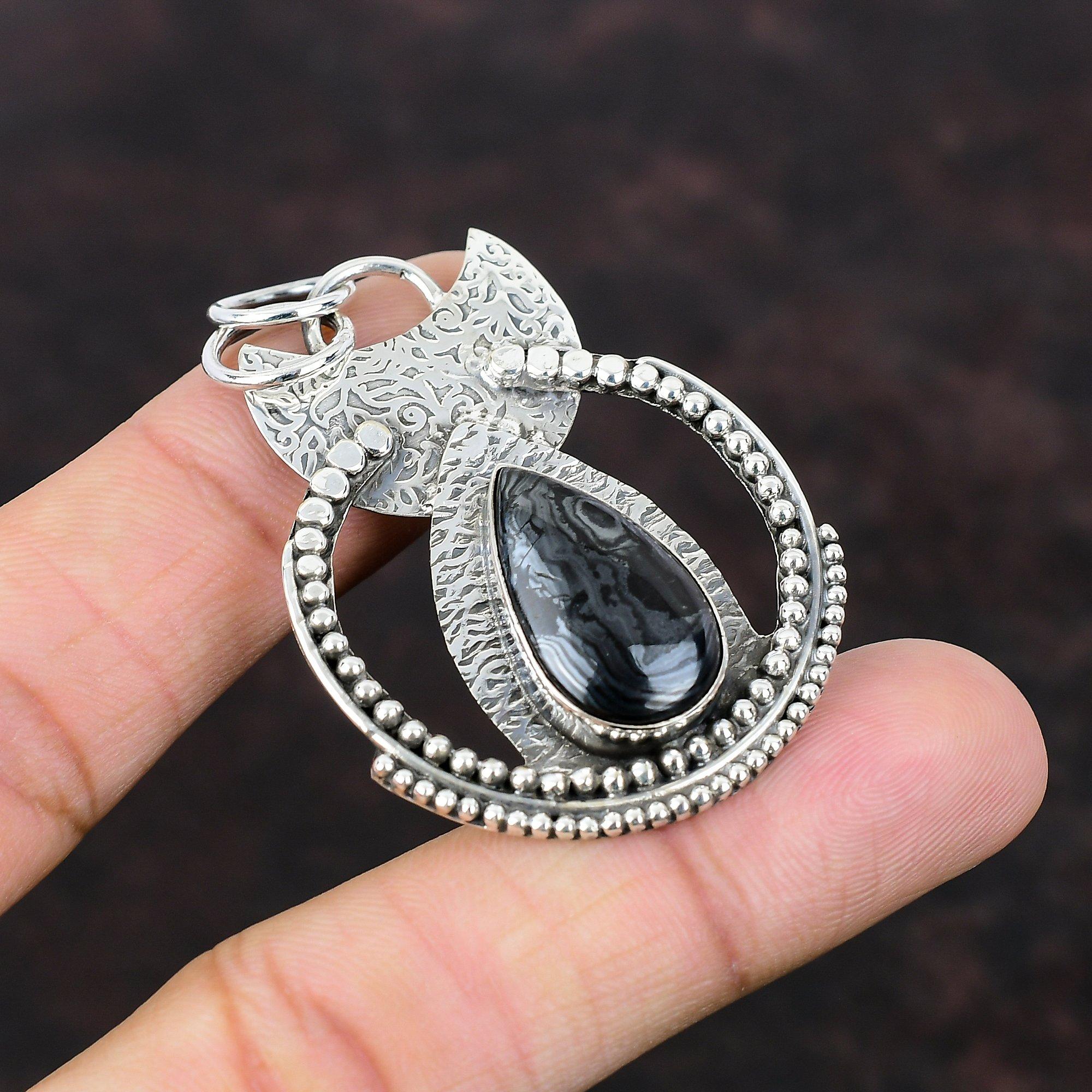 Psilomelane Pendant Awesome Gemstone Pendant 925 Sterling Silver Pendant Unique Style Pendant Psilomelane Jewelry Handmade Pendant For Gift