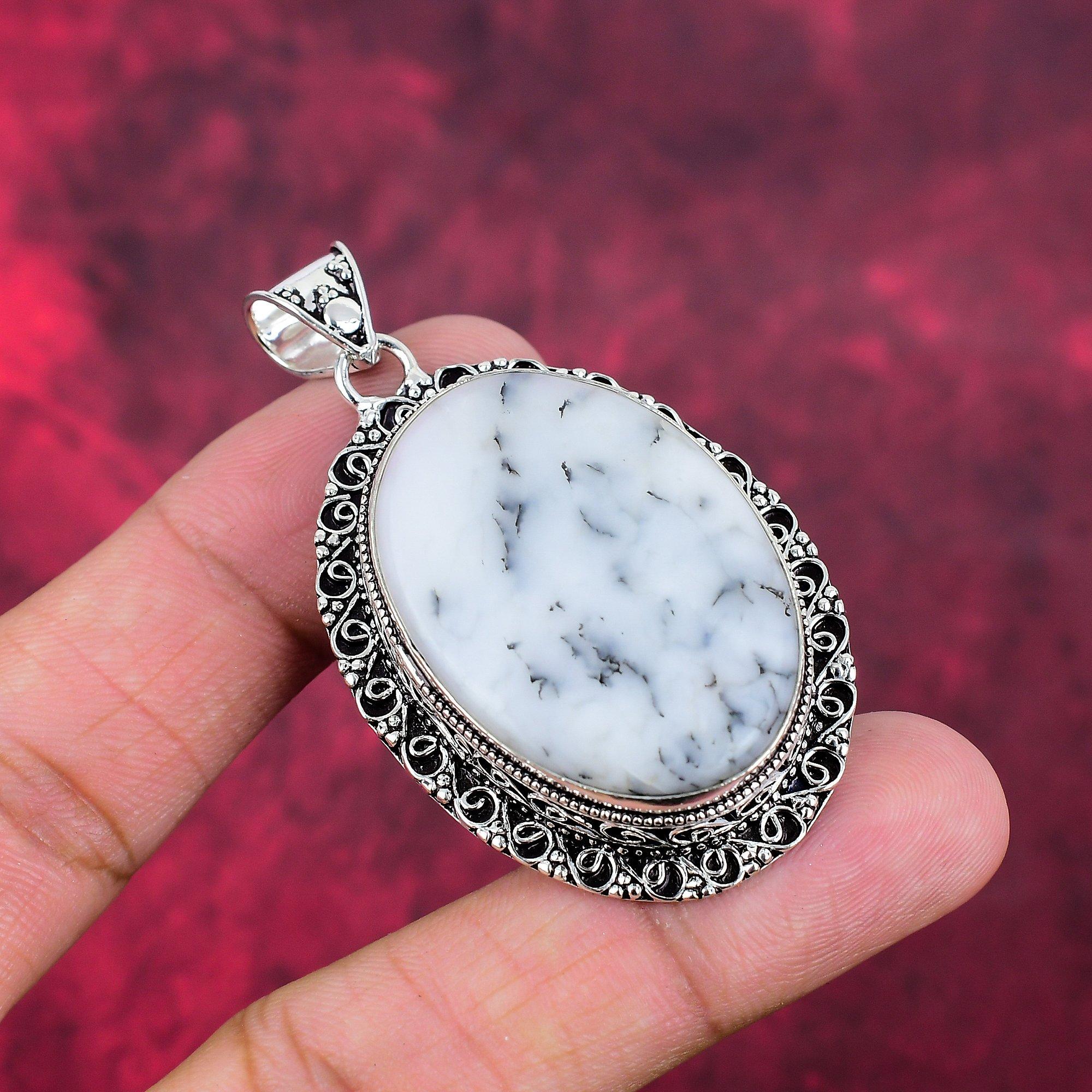 Dendrite Opal 925 Solid Sterling Silver Pendant, Handmade Gemstone Jewelry Pendant Gift For Birthday