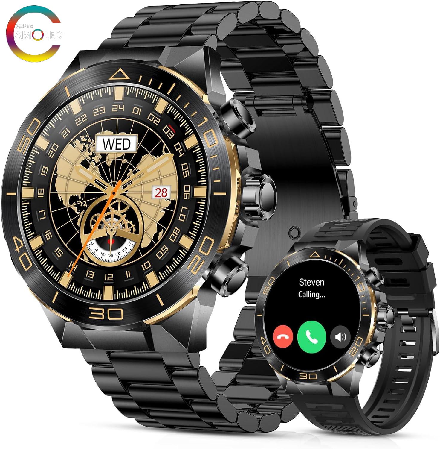 Smart Watch 1.43 Inch Color Screen Bluetooth Call Voice Assistant Watch Blood Oxygen/Pressure Monitoring Smartwatch For Men