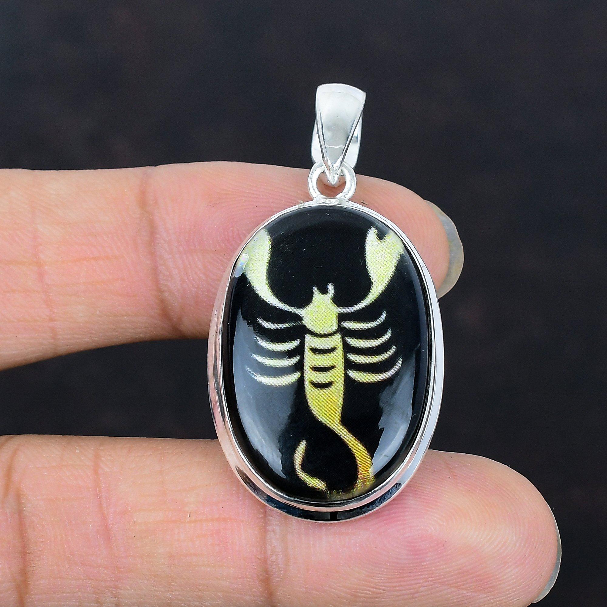 Scorpio Zodiac Sign In Black Onyx Pendant 925 Sterling Silver Gemstone Pendant Handmade Astrology Pendant Horoscope Pendant Scorpio Jewelry