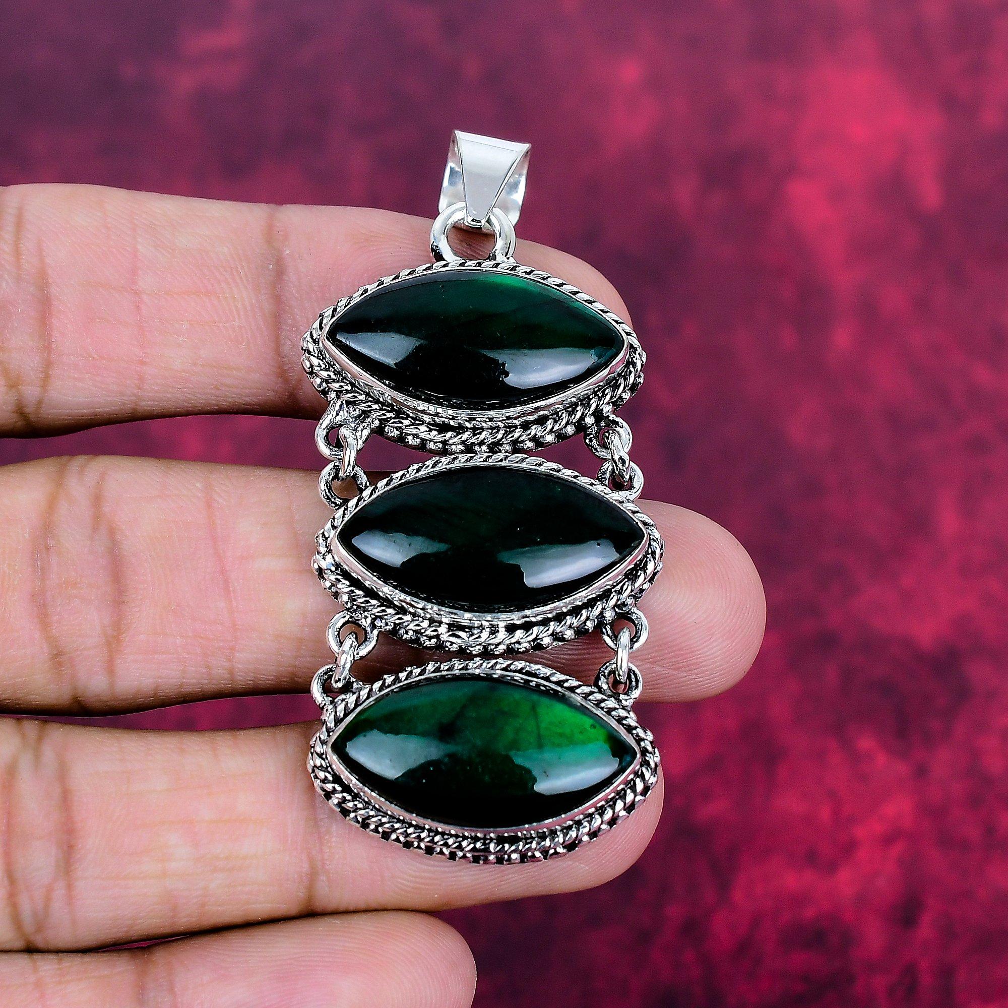 Green Flash Labradorite Pendant Gemstone Jewelry, 925 Solid Sterling Silver Pendant, Handmade Jewelry Birthstone Pendant, Gift For Him