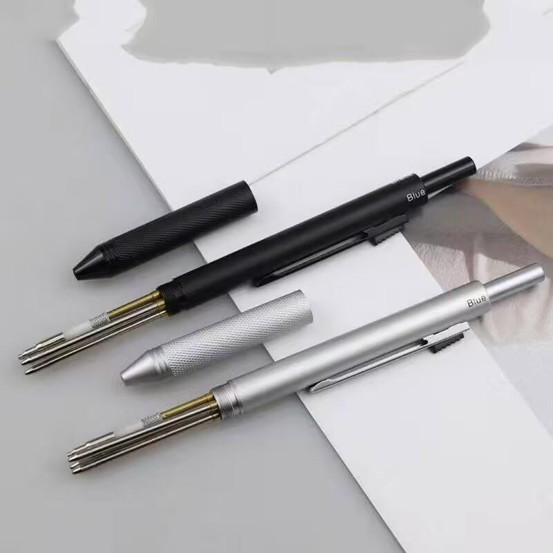 4 In 1 Multicolor Metal Ballpoint Pens 3 Colors Ball Pen 1 Mechanical Pencil For School Office Writing Supplies Stationery