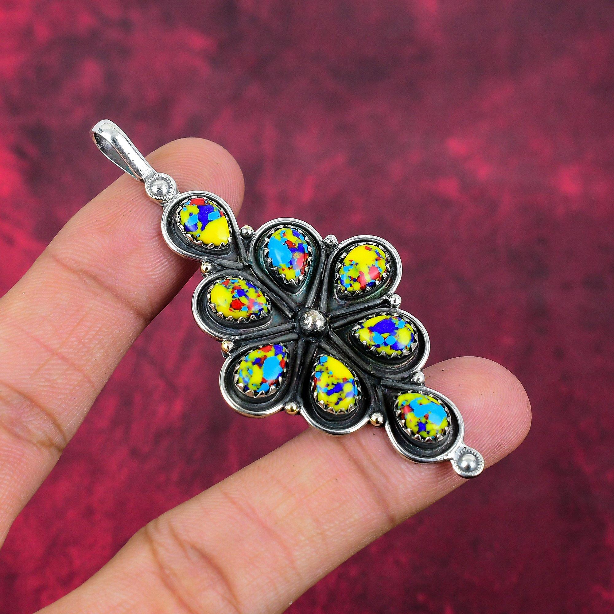 Mosaic Jasper 925 Solid Sterling Silver Pendant, Handmade Gemstone Pendant Jewelry, Gifts For Wife Brand New Pendant