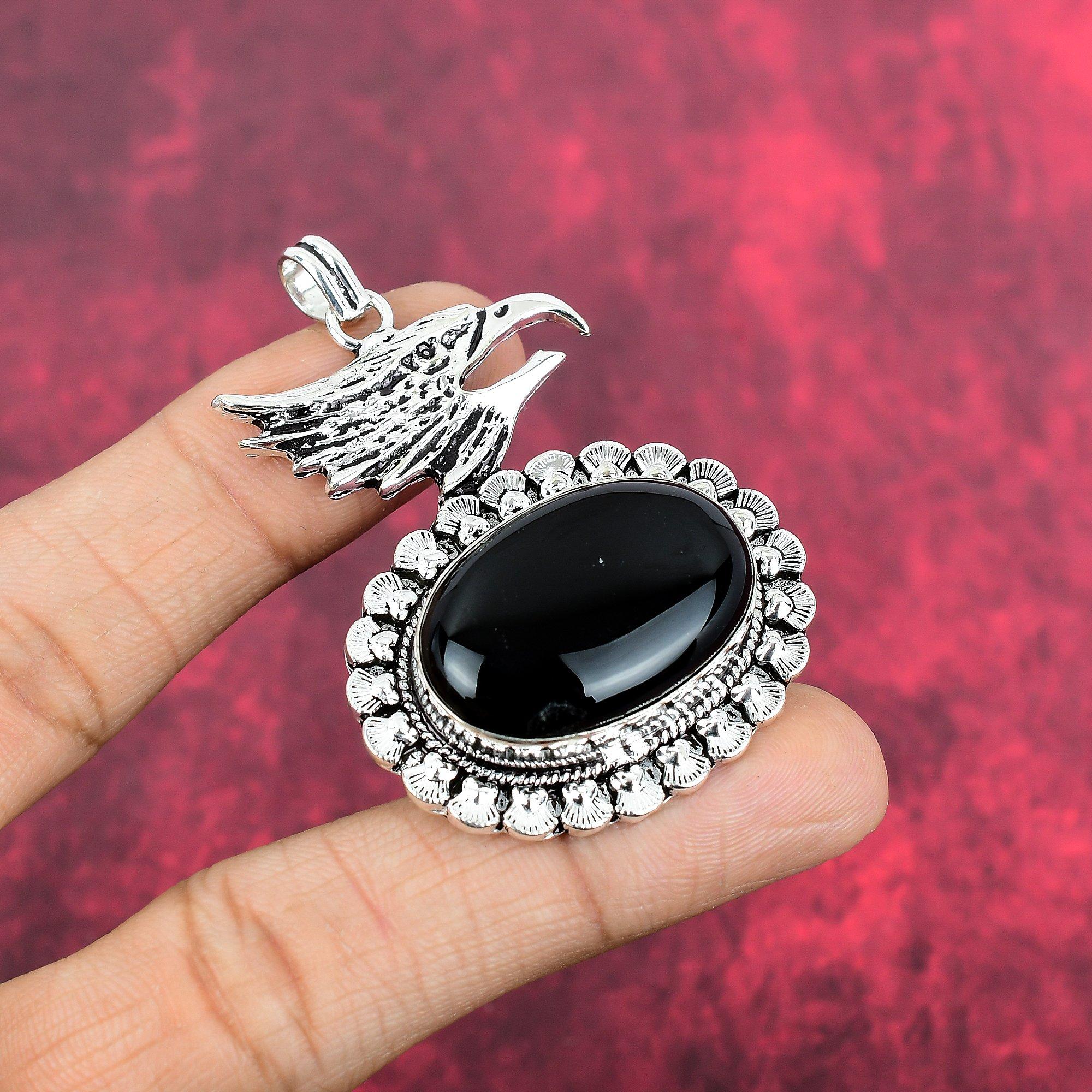 Joyas de ónix negro, colgante de plata esterlina maciza 925, joyas de piedras preciosas hechas a mano, regalos para esposa, colgante nuevo