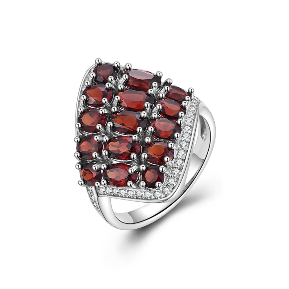 925 sterling silver big ring with natural red garnet gemstones January birthstone fine jewelry for women wife nice gift