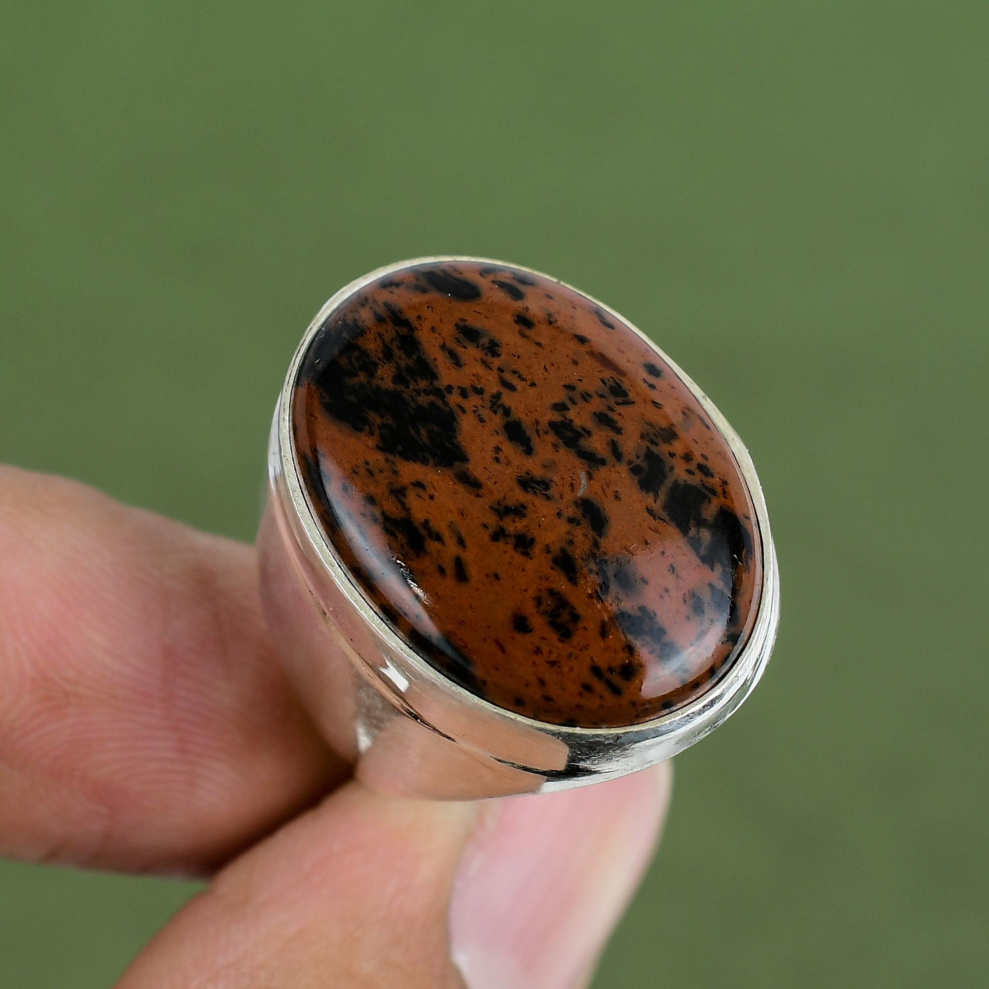 Mahogany Obsidian Ring 925 Sterling Silver Rings Handmade Ring Mahogany Obsidian Gemstone Jewelry Gifts For Mother Available In Ring Size