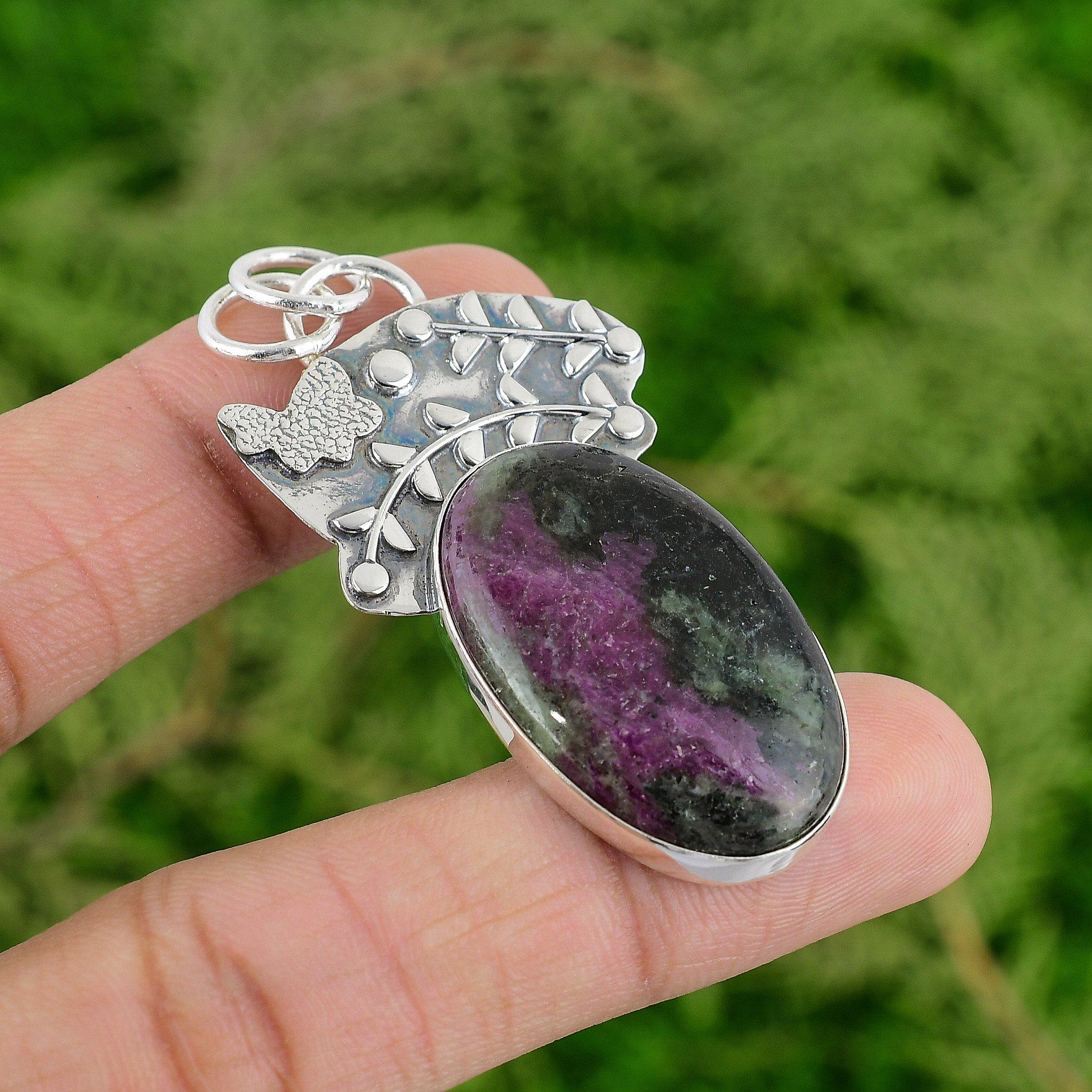 Daughters Day Deal Ruby Zoisite Gemstone 925 Silver Sister Anniversary Pendant
