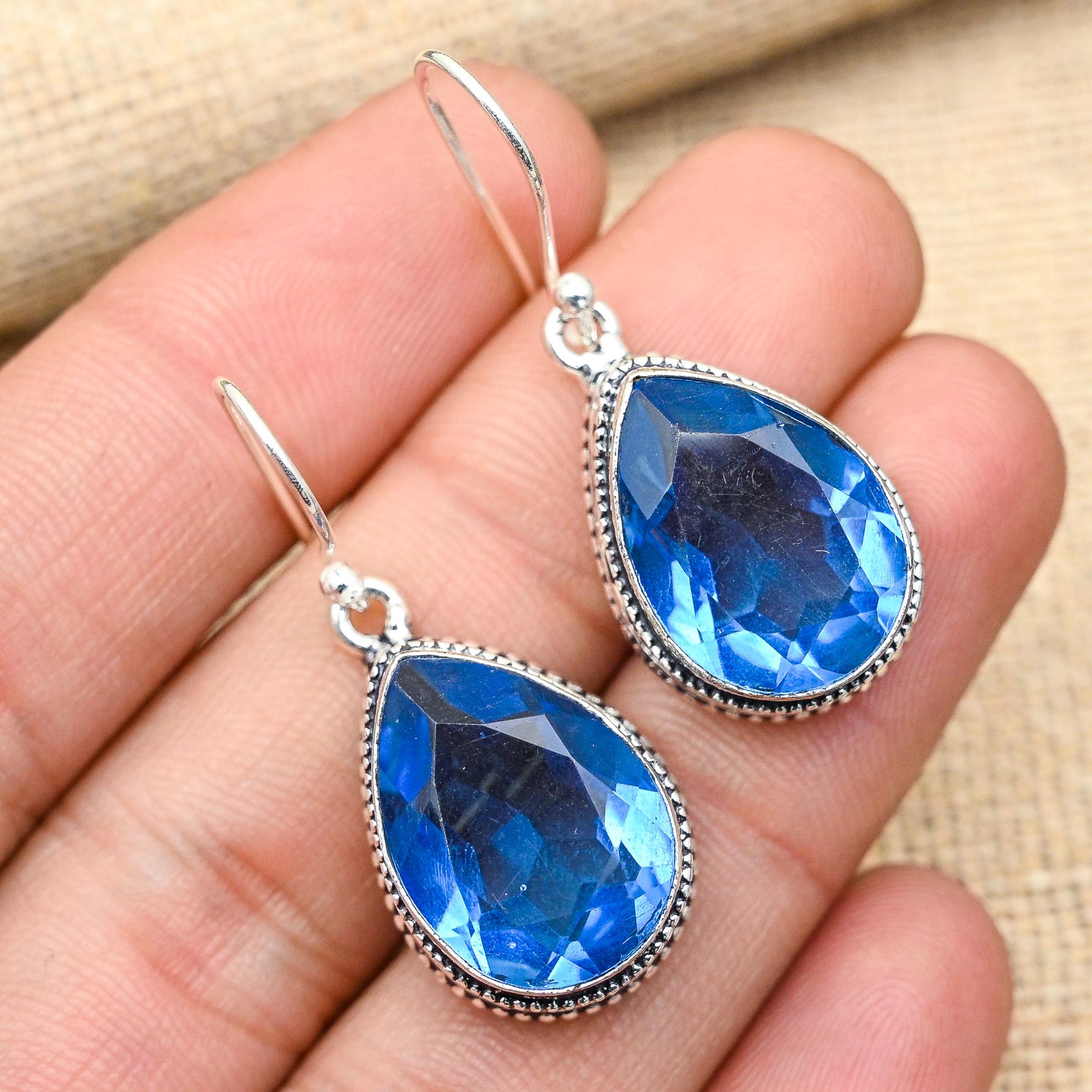 Tanzanite Gemstone 925 Sterling Silver Jewelry Handmade Earrings For Wedding Gift