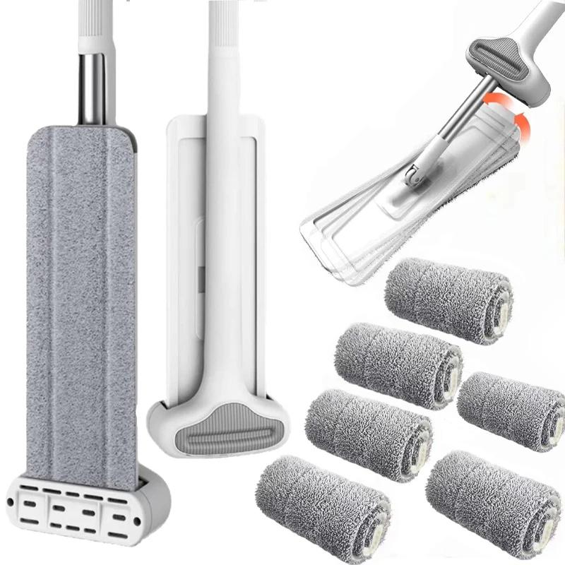 Clean Mops Magic Squeeze Flat Mop Hand Free Washing Wash Floor Cleaning With Wringing Mop Rag Pads Microfiber Mop for Household