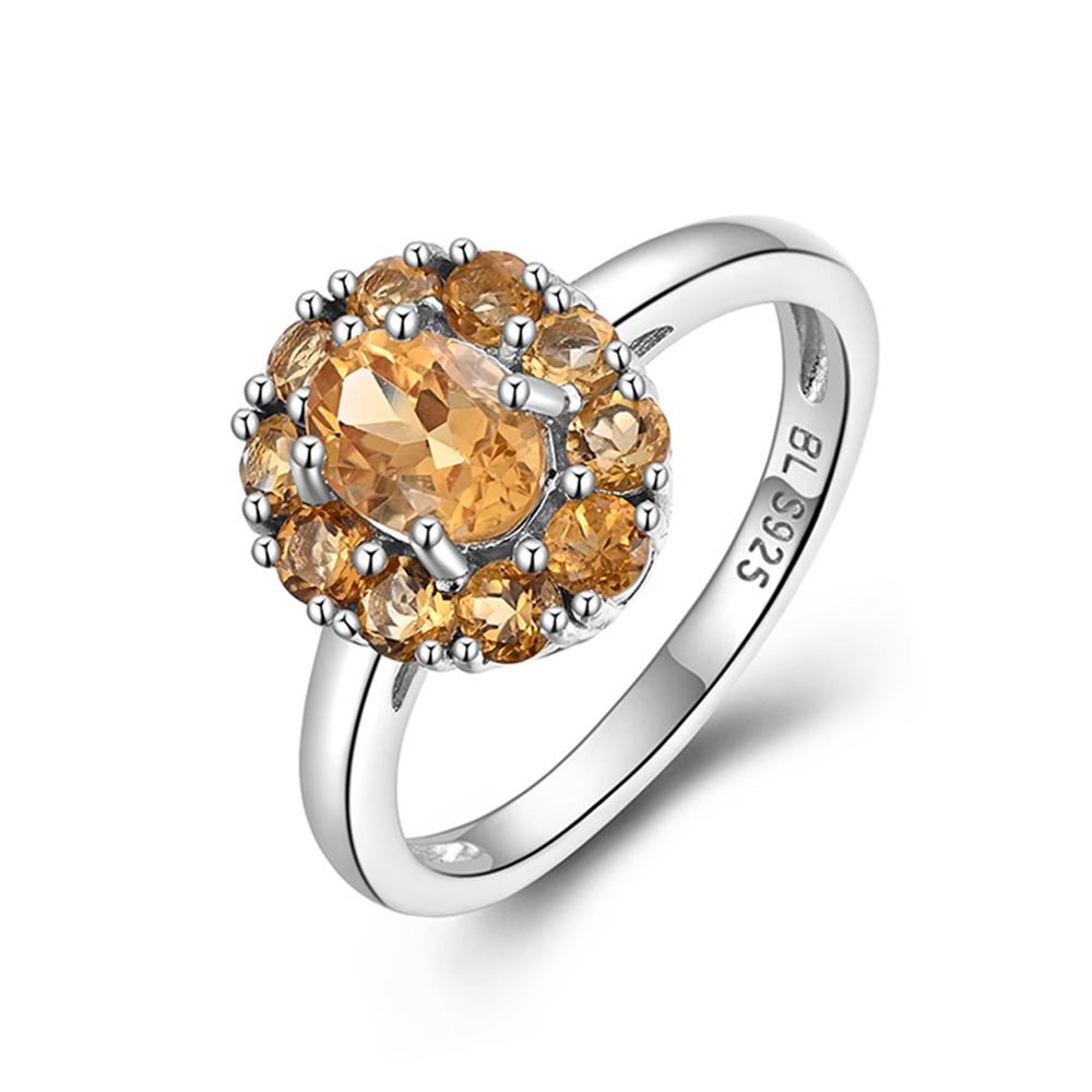 Brilliant and Elegant Natural Citrine 925 Sterling Silver Ring for Ladies' Birthday and Anniversary Gifts