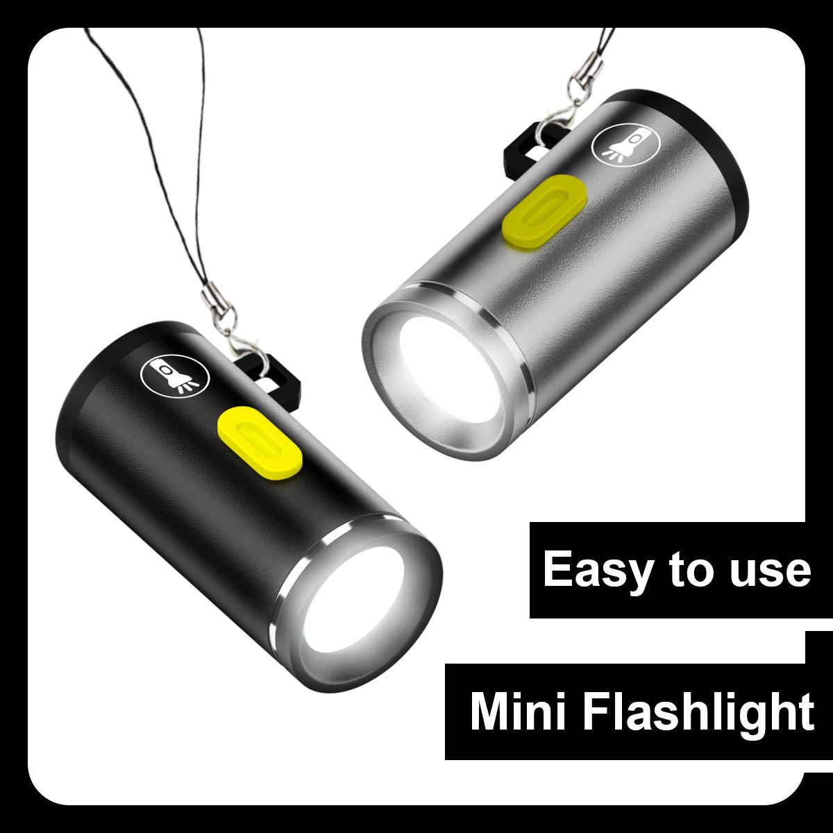 Mini Led Flashlight Type-c Powered Cool White 6000k Not Need Battery Design Cob Ultra Bright Small Size Flashlights Camping Easy