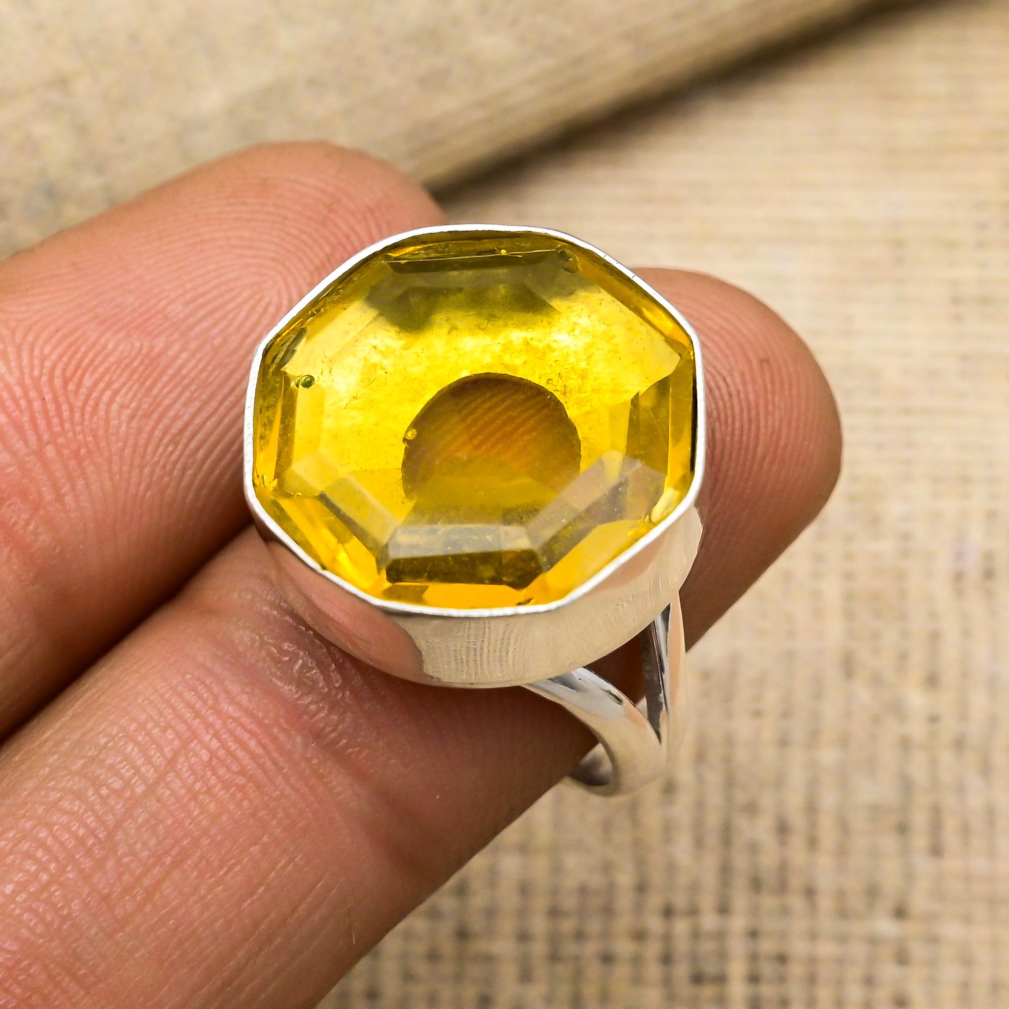 Citrine Gemstone 925 Sterling Silver Handmade Wedding Ring Jewelry For Thanksgiving