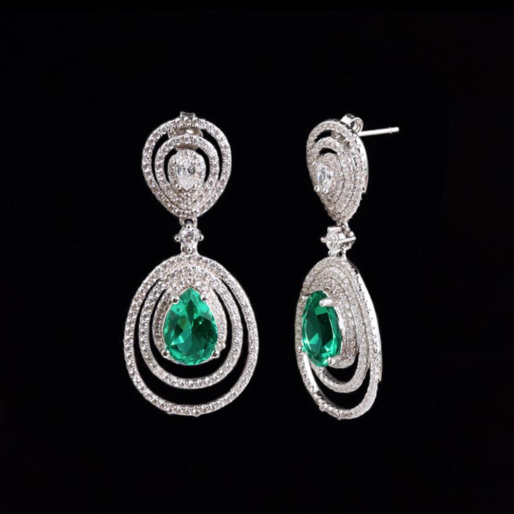 Luxus S925 Silber lange Ohrringe 4,20 Karat Zuchtperle 7*9mm Smaragd Nano Schmuck für Jahrestag und Bankettparty Geschenk für Damen
