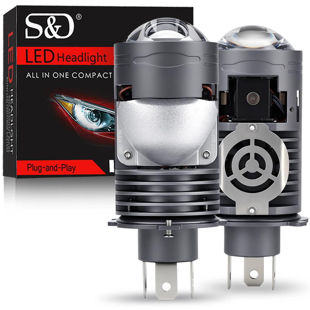 2Pcs H4 LED Projector Lens Headlight Bulbs HB2 9003 Hi/Low Beam 130W 60000LM Turbo Plug&Play Motorcycle Car Headlamp 6500K White