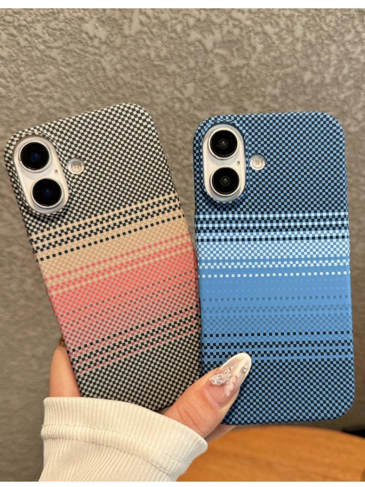 Carbon Fiber Kevlar Texture Hard Plastic Case For iPhone 14 15 11 12 13 16 Pro Max Plus Shockproof Protective Cover Fundas