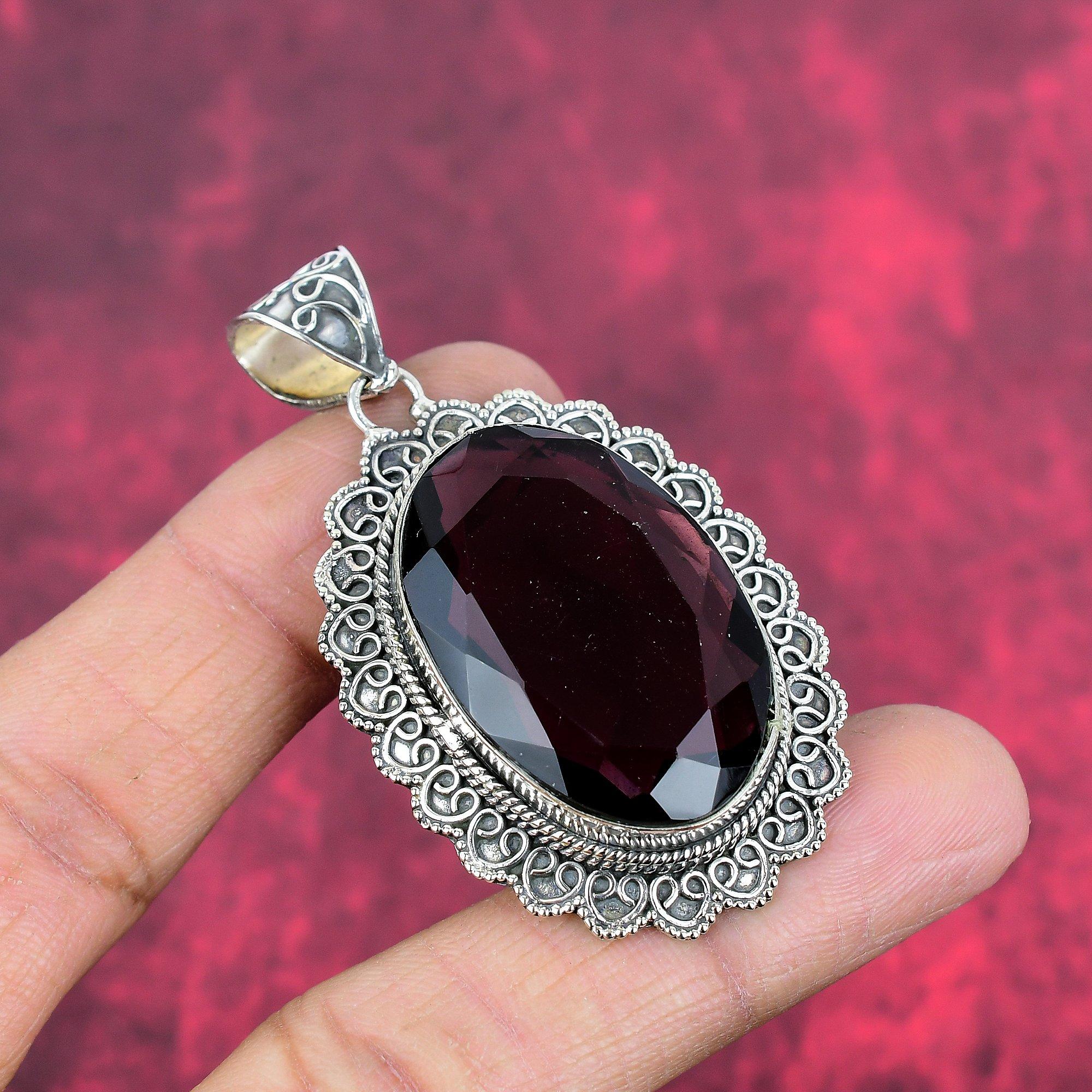 Pink Amethyst Pendant, Handmade Gemstone Pendant, 925 Sterling Silver Pendant Unique Design Jewelry