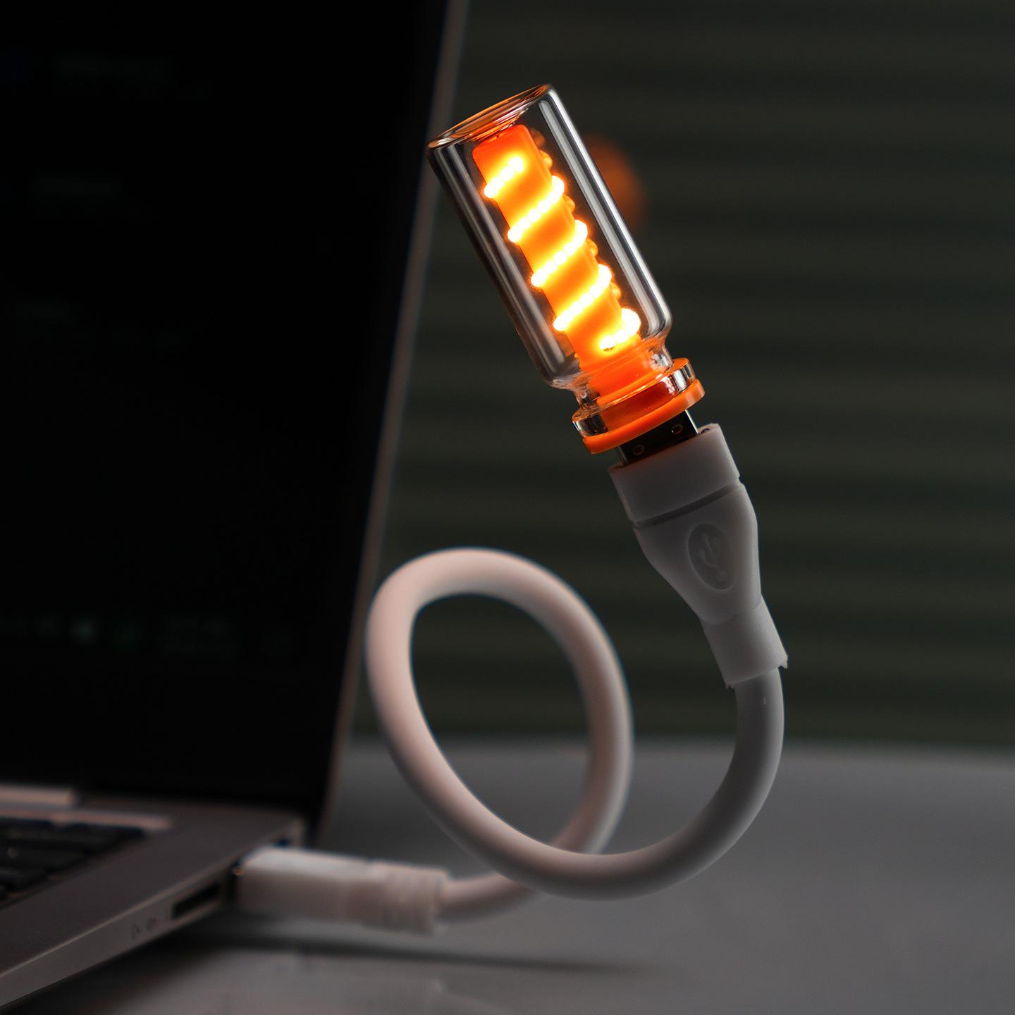 Transparent Spring Touch Dimmable USB Night Light, Portable LED Bedside Lamp