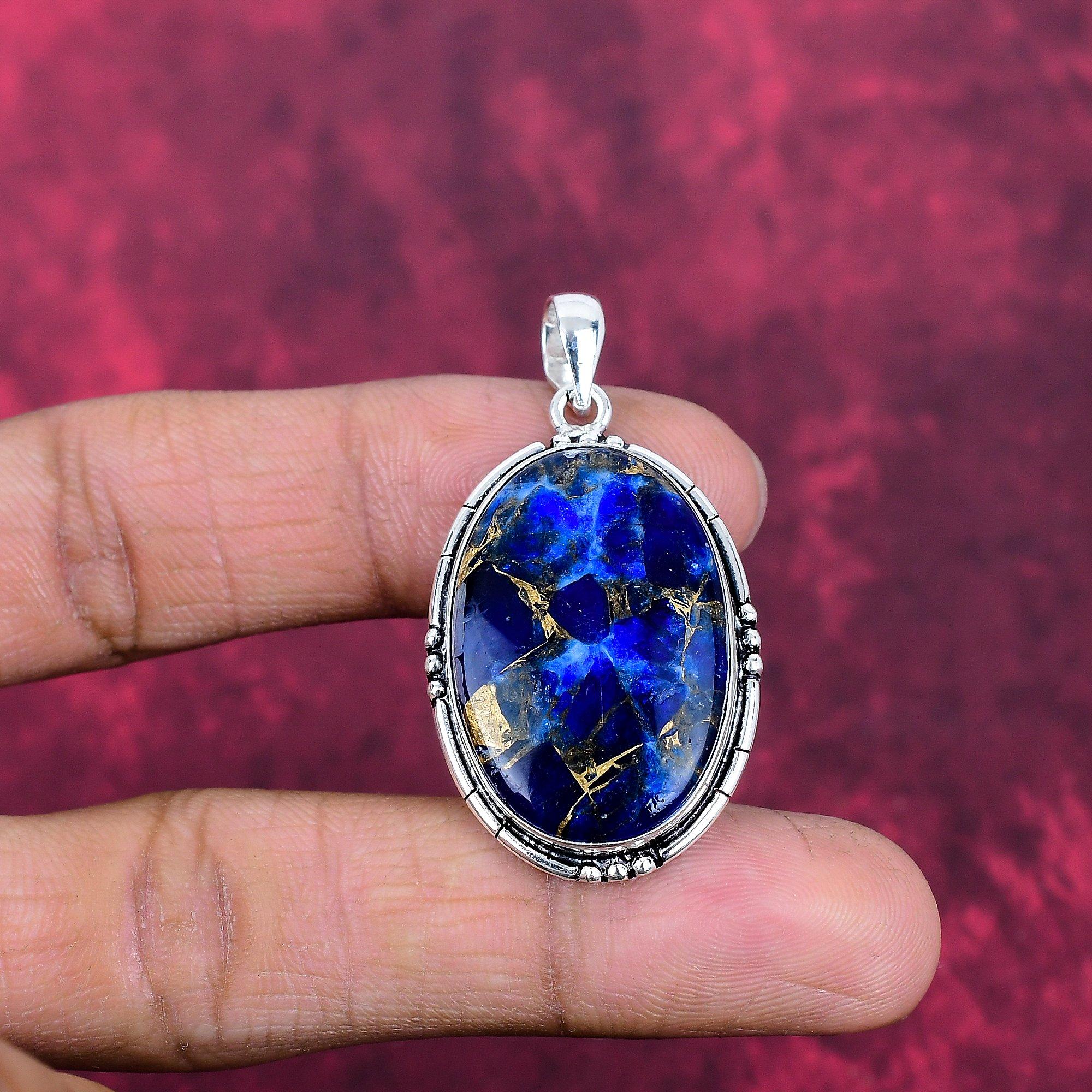 Kupfer Sodalith Schmuck, 925 Massiv Sterlingsilber Anhänger Handgefertigter Edelsteinschmuck, Geschenke für Ehefrau Brandneuer Anhänger