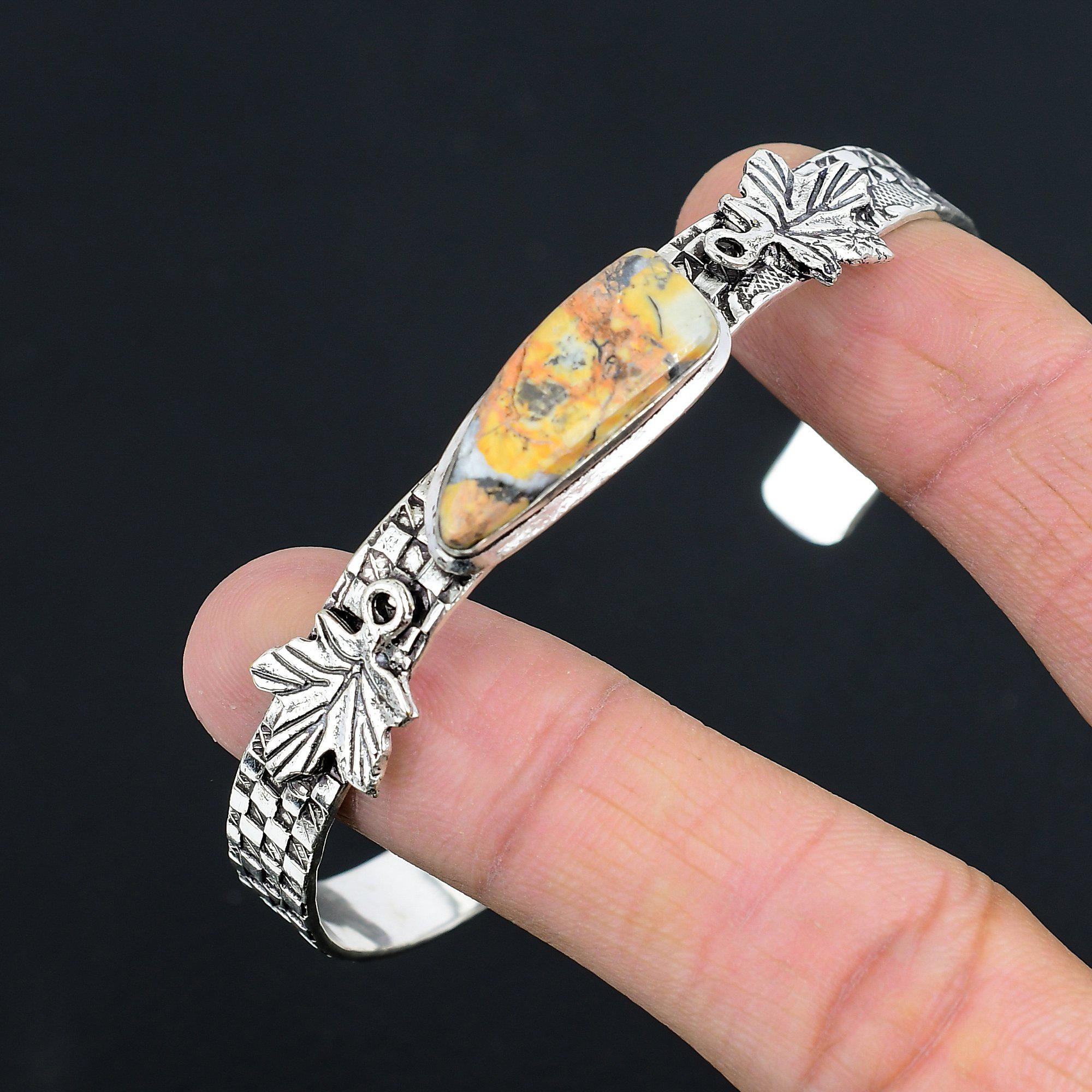 Mothers Day Deal Natural Maligano Jasper Birthday Wife Bangle Jewelry 925 Silver