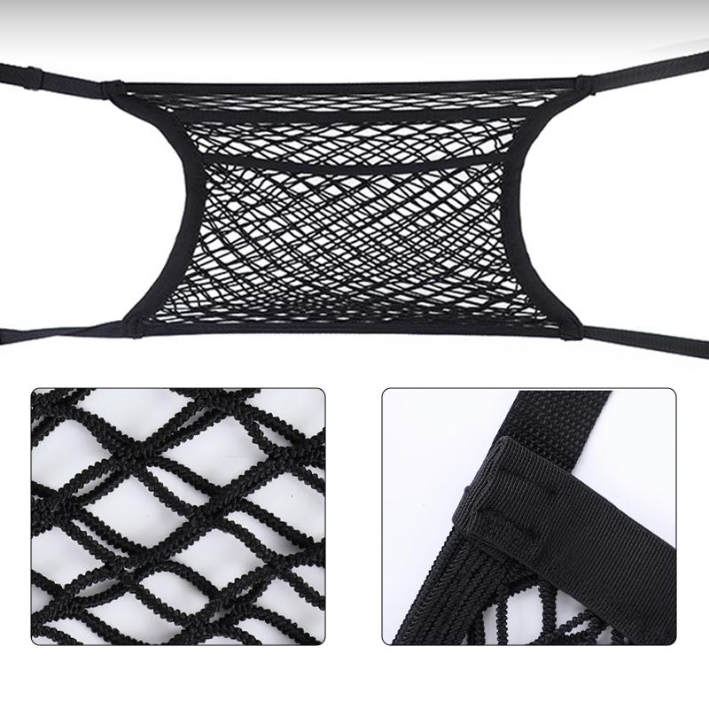 SEAMETAL Car Storage Net Front Seat Organizer Double Layer Mesh Net Elastic Expandable Mesh Bag Interior Accessories