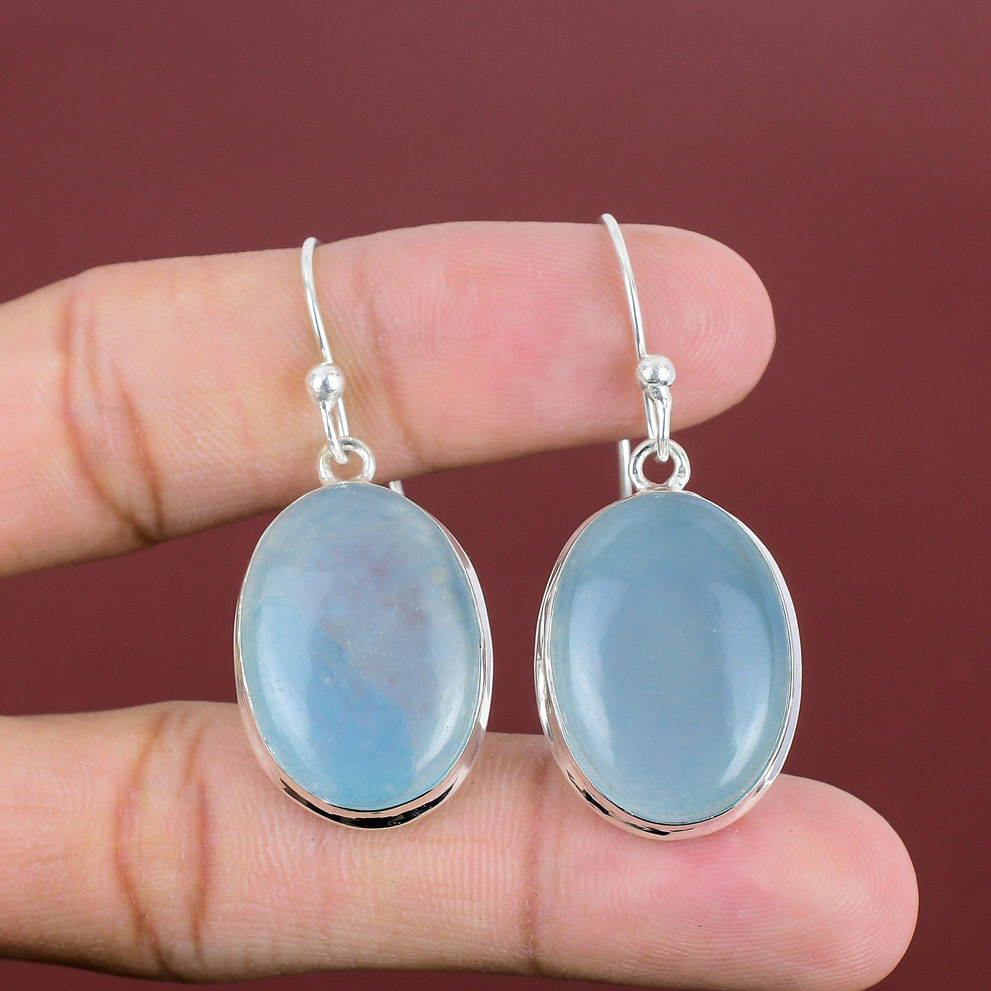 Aquamarine Earring Natural Gemstone Jewelry Unique Style Earrings 925 Sterling Silver Earring Handmade Earring Aquamarine Jewelry For Gifts