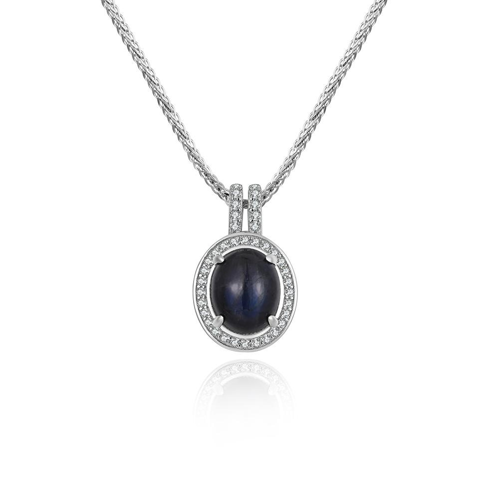 Mysterious Elegant Natural Blue Labradorite Pendant Necklace 925 Sterling Silver Fashion Jewelry Women Anniversary Birthday Gift