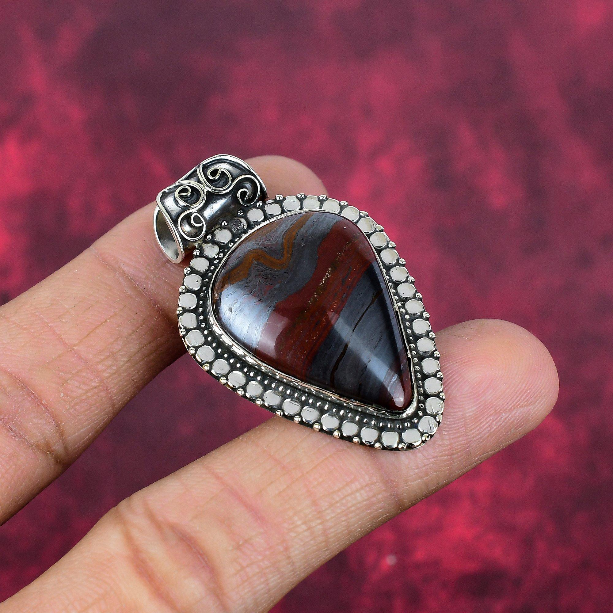 Iron Tiger Eye Pendant Gemstone Jewelry, 925 Solid Sterling Silver Pendant, Gift For Women Handmade Pendant