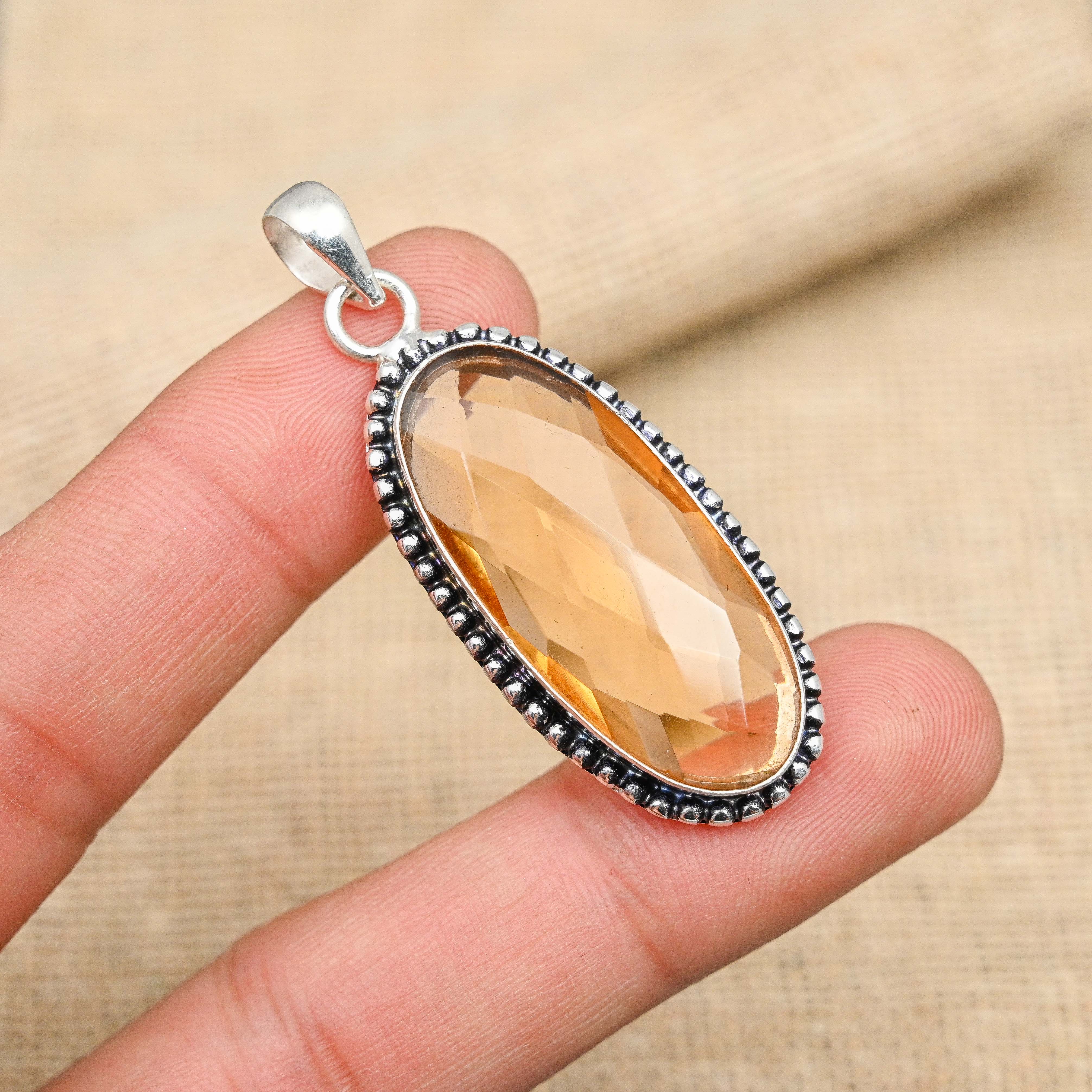 Morganite Gemstone Handmade Solid 925 Sterling Silver Pendant Jewelry For Love