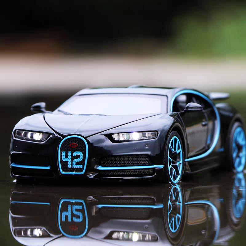 Bugatti Chiron Supersport Simulace Odlévaná a Hračková Vozidla Zvuky a Světlo Natahovací Auto 1:32 Dárky z modelů ze slitin pro děti