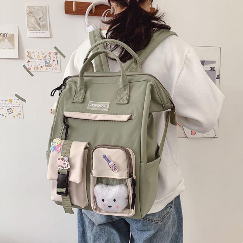 Women Candy Color Laptop Backpacks Cute Kawaii High School Bag for Teenage Girl Travel Camping Backpack