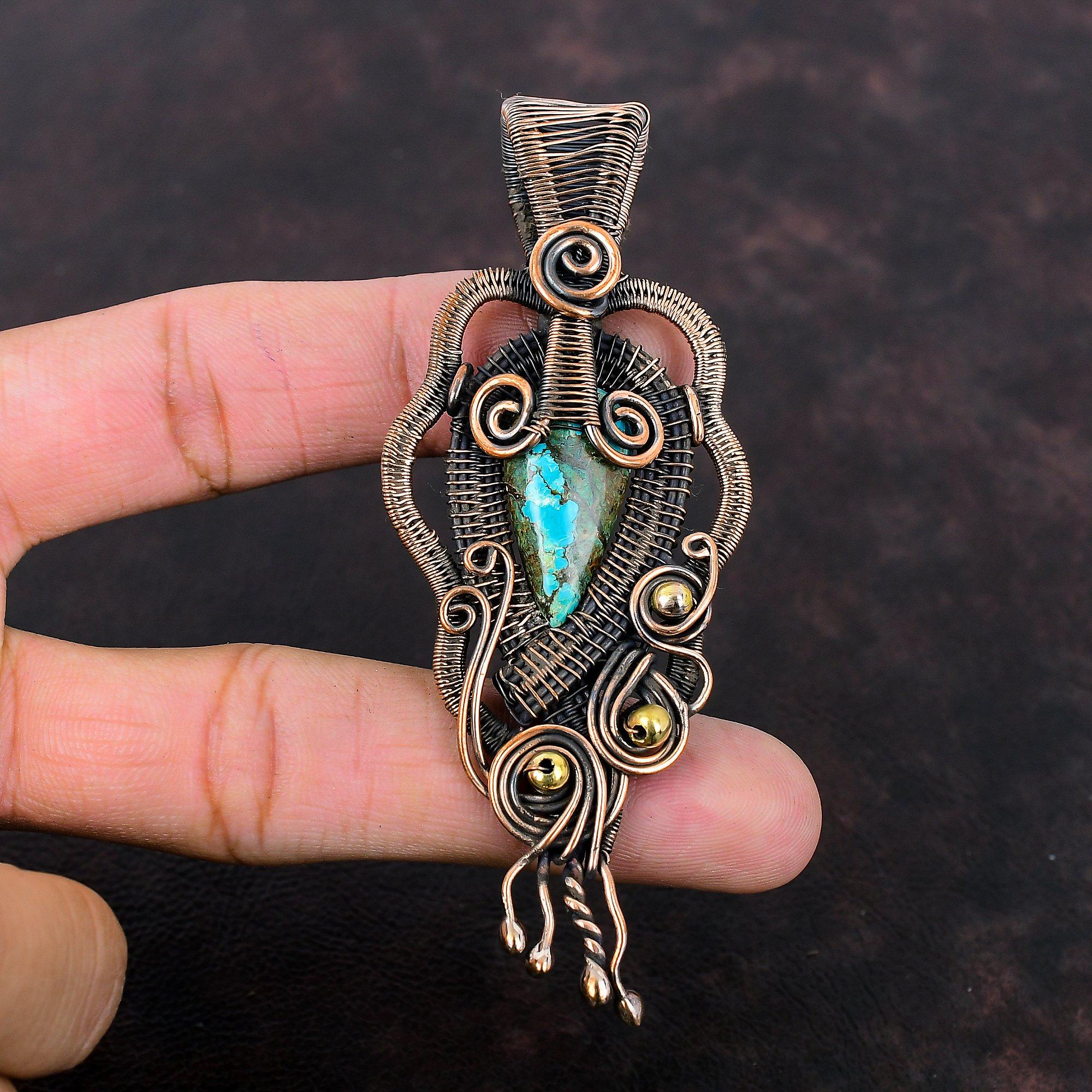 Shattuckite Pendant Copper Wire Wrapped Pendant Gemstone Pendant Shattuckite Jewelry Handmade Brand New Pendant Gift For Wife Copper Jewelry