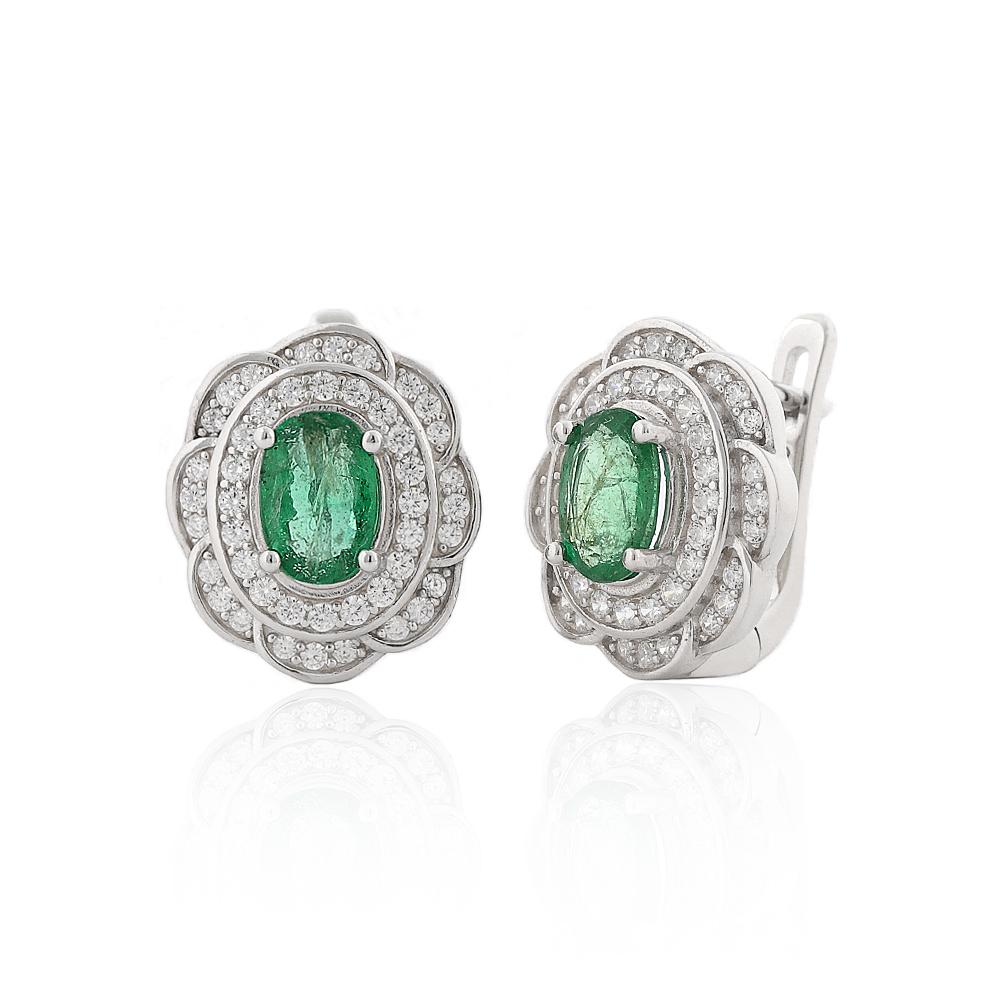 Elegant 925 Sterling Silver Earrings May Birthstone Natural Oval 5*7mm zambia emerald Fine Jewelry for women's party gifts