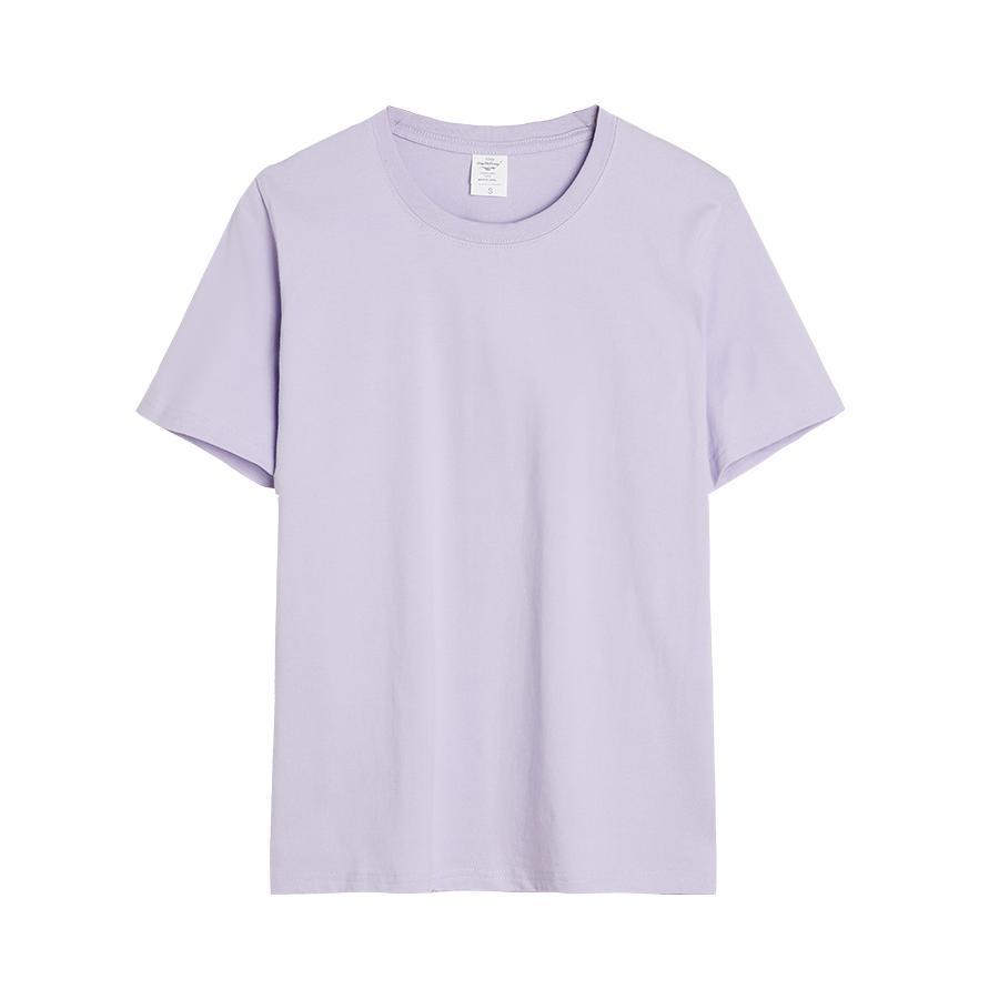 ZIRUNKING 2021 Summer Unisex T-shirts Women/Men Simple Puple O-neck Cotton Match Basic Harajuku T shirt XZGa