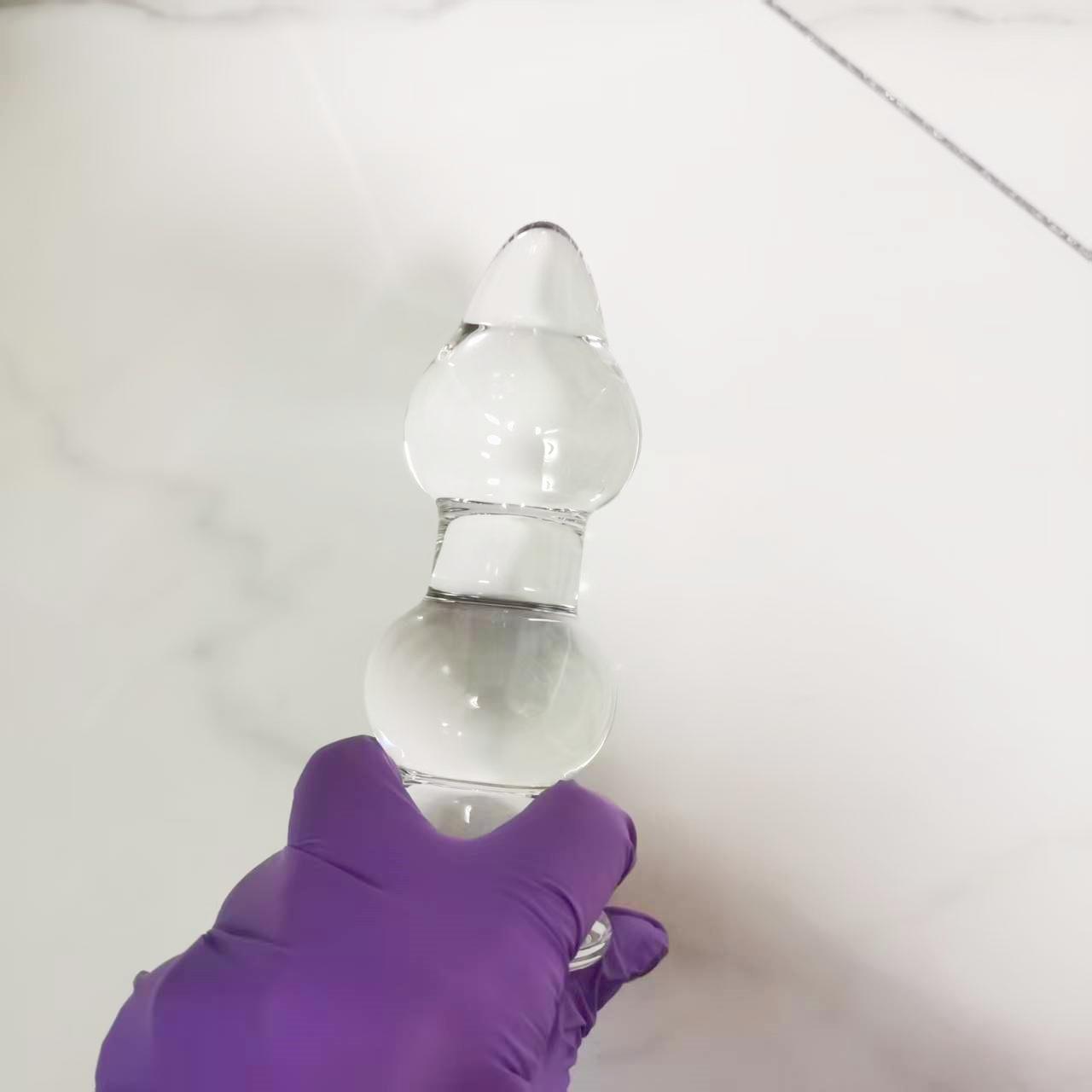 VaHppy Klarglas-Analplugs SM BDSM Sexspielzeug 14 * 4,5 cm 320g Masturbatoren für schwule Mädchen Analmassage-Erweiterungswerkzeuge Spiele für Erwachsene