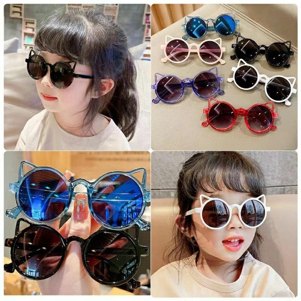Girls Boys Cute Animal Cartoon Ears Sunglasses Outdoor Sun Protection Children Lovely Vintage Sunglasses Protection Classic Kids