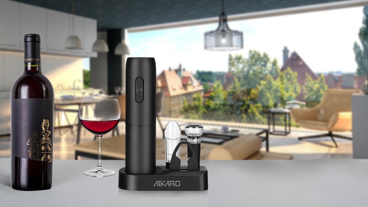 AIKARO - Electric Wine Bottle Opener Automatic Corkscrew, Rechargeable