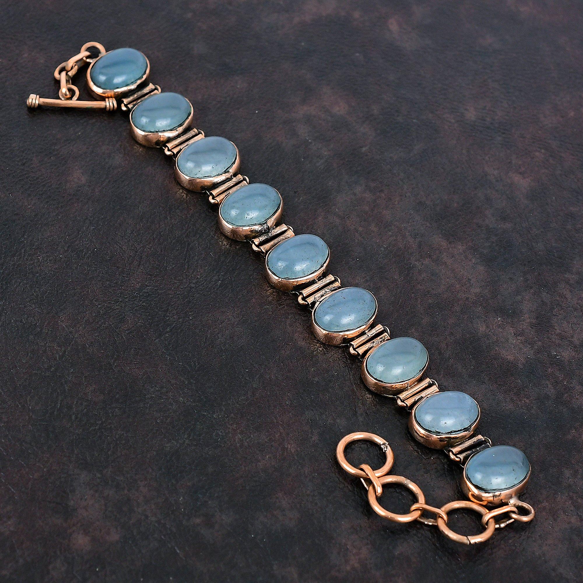 Aquamarin Armband Kupferarmband Verstellbares Kettenarmband Handgefertigtes Armband Edelstein Kupferschmuck Zierliches Armband Jubiläumsgeschenke