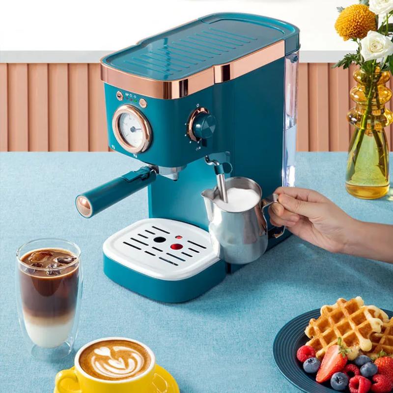 Retro Kaffemaskin 20bar Trykk Husholdning Liten Halvautomatisk Steam Milk Skumming Kaffemaskin