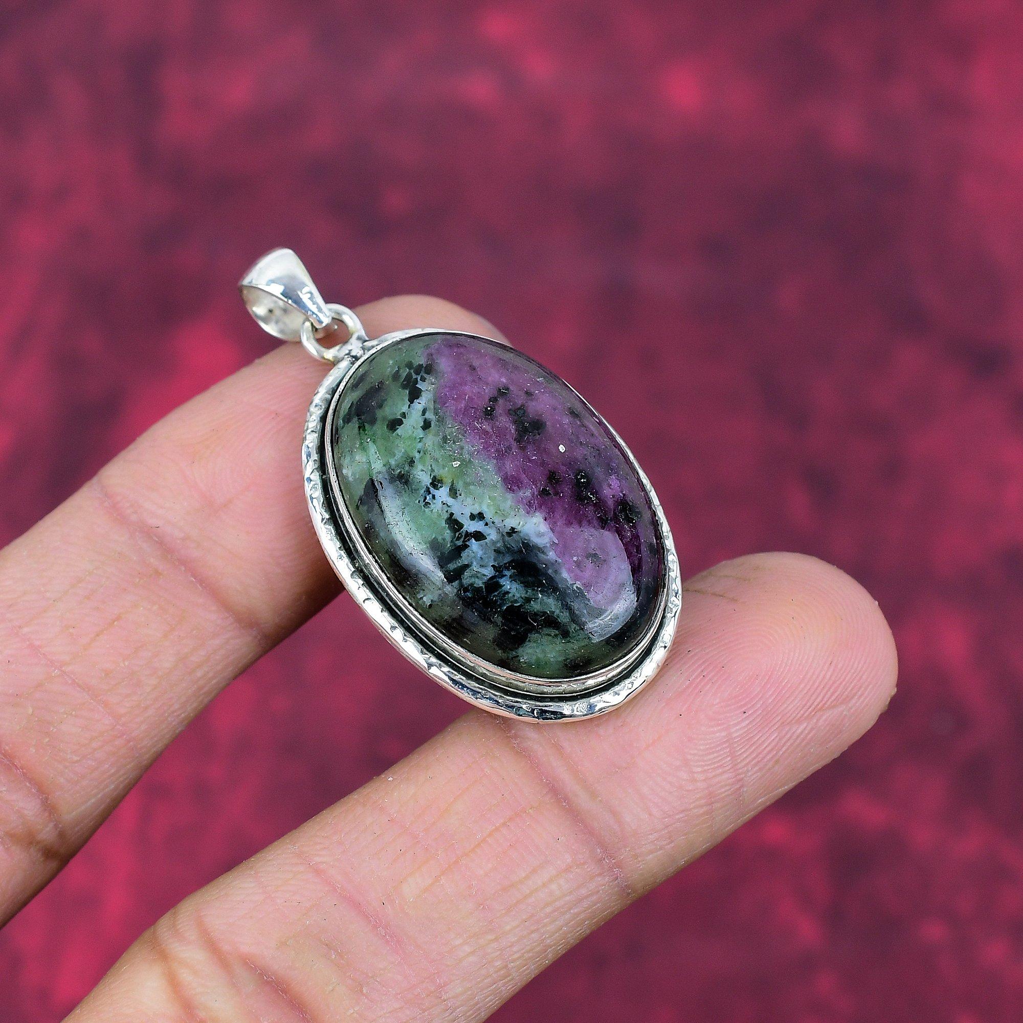 Ruby In Zoisite Pendant Gemstone Jewelry, 925 Solid Sterling Silver Pendant, Handmade Jewelry Birthstone Pendant, Gift For Him